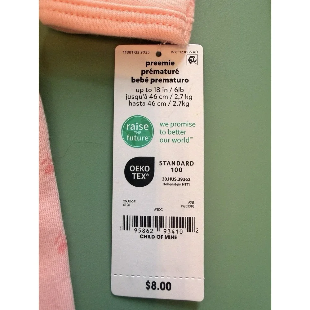 Carter's Child of Mine Preemie Girl Sleepsuit in Pink